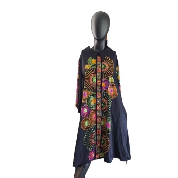 NEXX New York Life Size 48 Women's Black Rhinestone Dress Half Sleeve - Picture 14 of 16